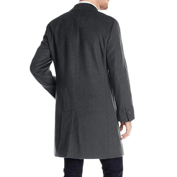 Kenneth Cole Reaction NWT Men's Raburn Wool Blend Top Coat Size 40L Dark Gray - Picture 2 of 11